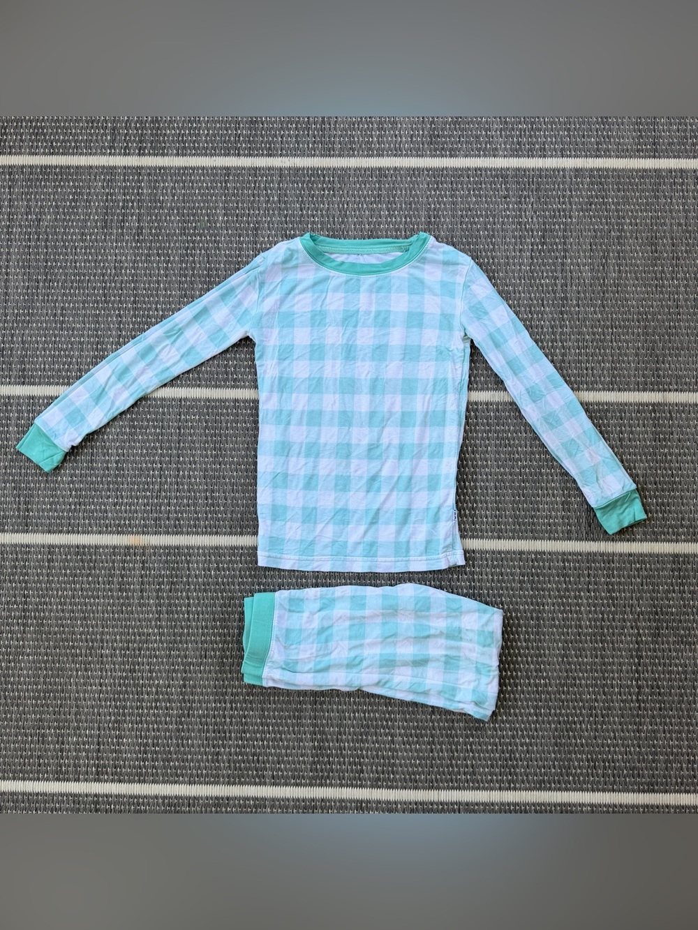 Little Sleepies Aqua Gingham Bamboo Viscose Two Piece Pajama Set, 4T